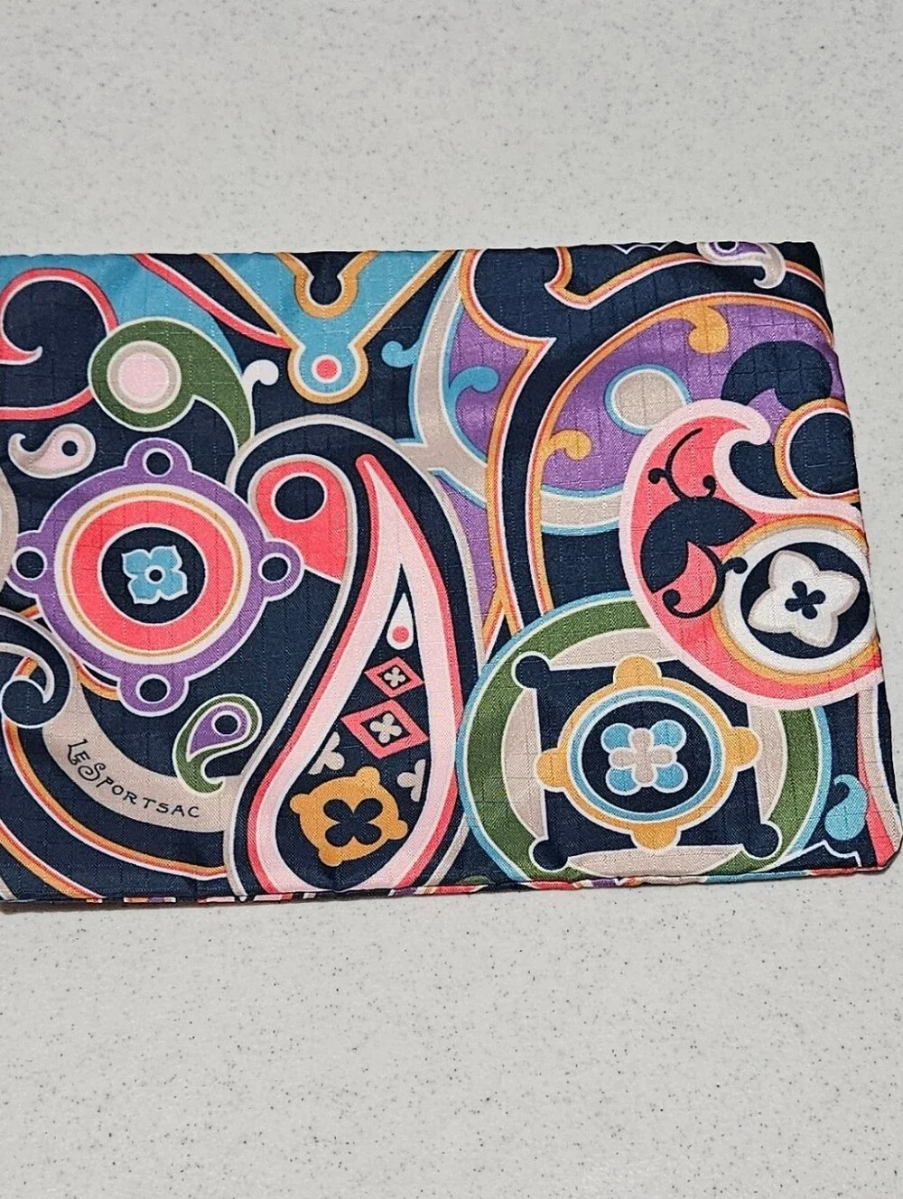 LeSportsac Set of 2 Matching Navy Paisley Zip Pouches